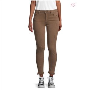 Free People Distressed Frayed Brown Jeans, Size 27